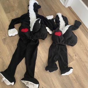 Lil Stinker Skunk Halloween Costumes - Matching Set -  4-5T and 12-24 Months